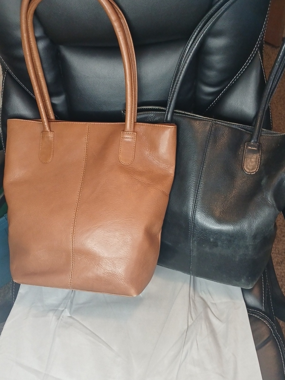 Set Of HOBO Leather Totes....Brown And Black